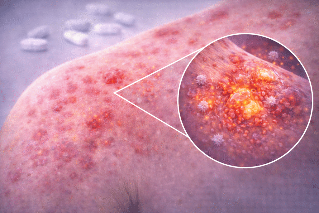 arzneimittelexanthem auf menschlicher haut