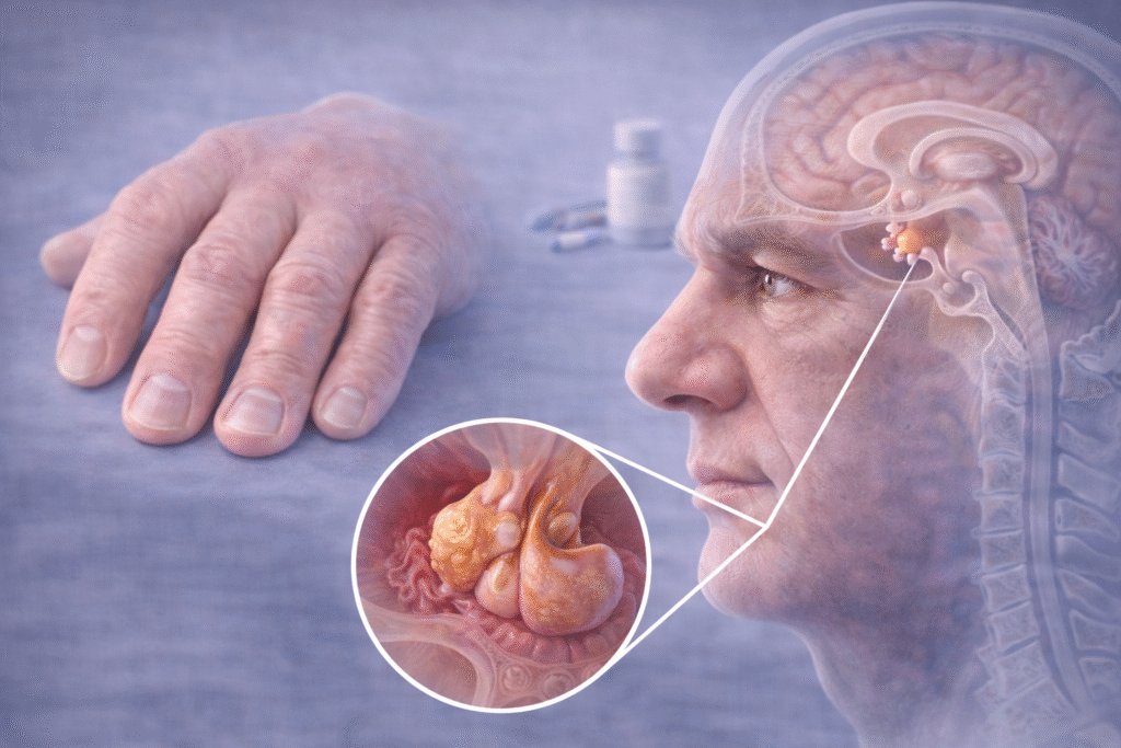hand and brain with pituitary detail